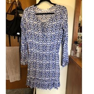 Blue and White print Coverup Sundress Size M